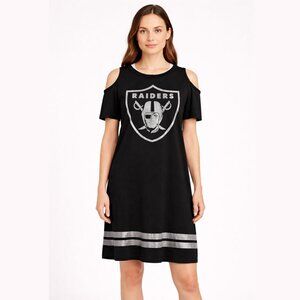 Women's Las Vegas Raiders Black Cold Shoulder Mini Dress - Size Large